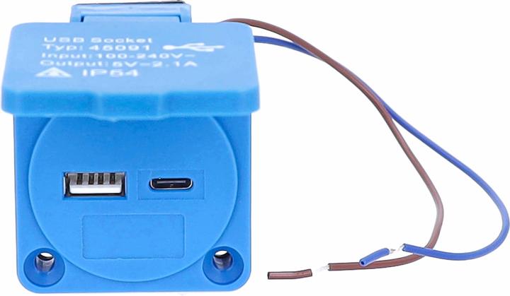 Image du produit As - Schwabe AS Schwabe 45091 Prise de charge USB avec USB-C®, avec sortie de charge USB Bleu