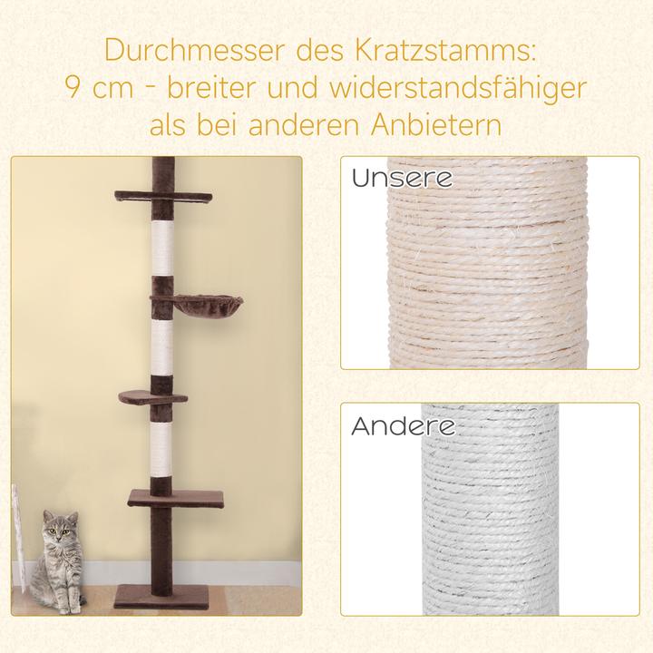 Actual product image PawHut Cat tree height adjustable (260 cm, Brown)