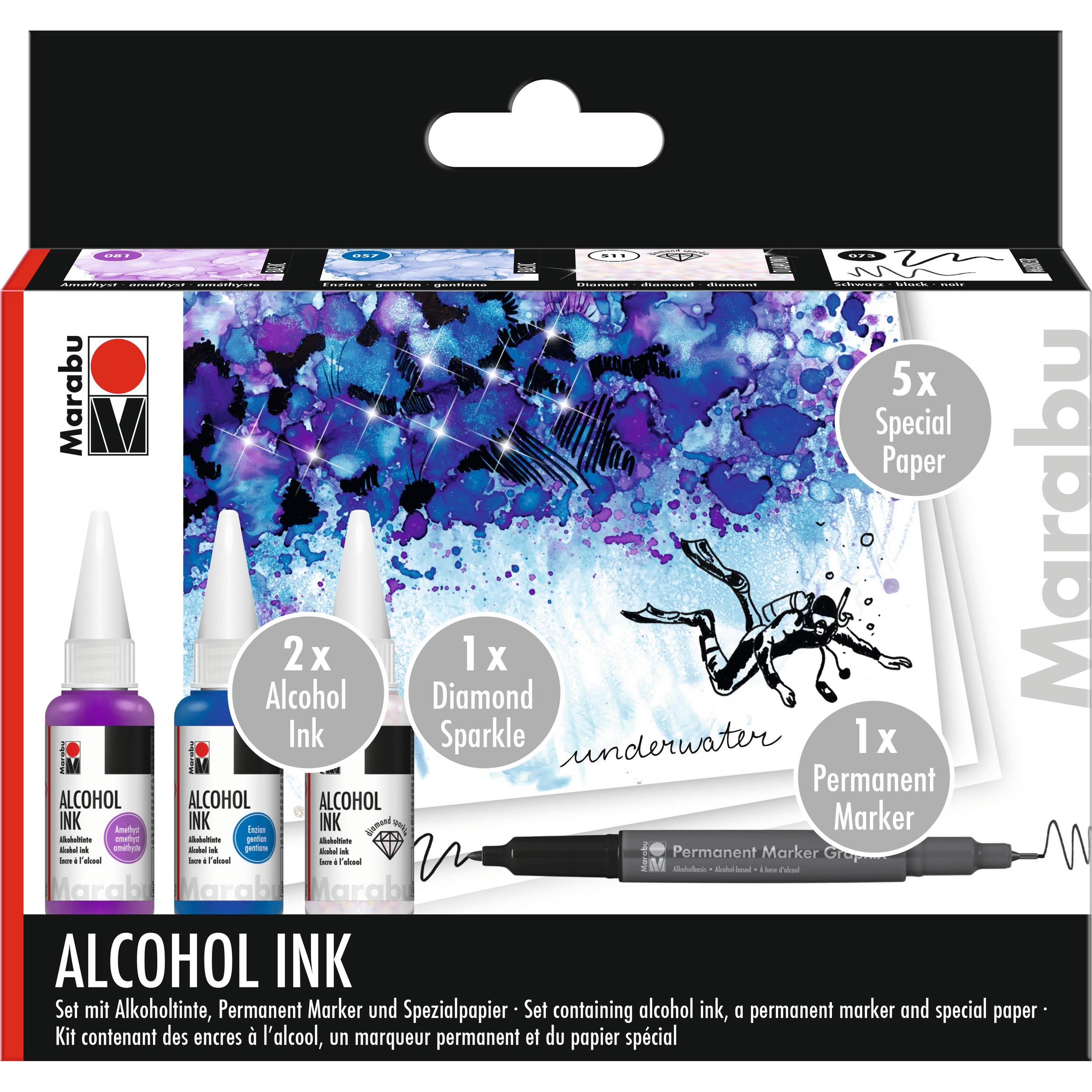 Marabu, Künstlerfarbe + Bastelfarbe, Alkoholtinte (Multicolor)