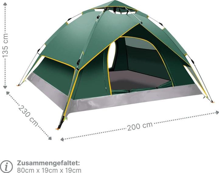 Actual product image Hermex Camping tent for 3-4 people Quick-Up tent Automatic tent Festival tent (Inflatable tent, 3.40 kg, 4 persons)