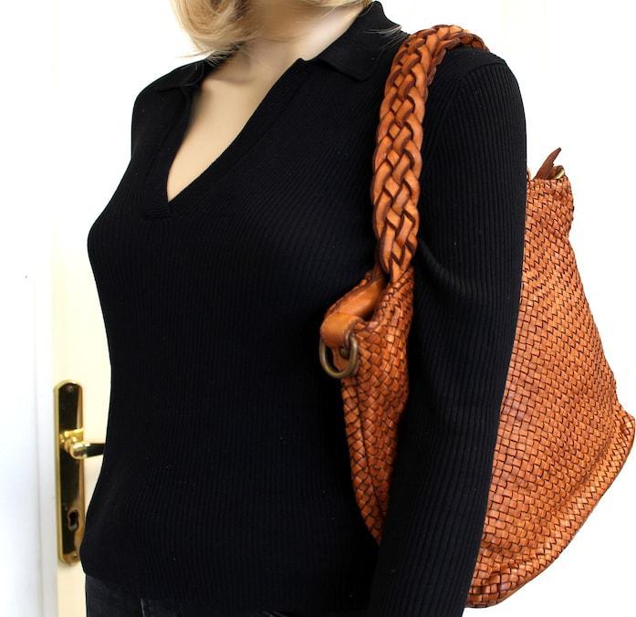 Immagine prodotto Only-Bags.Store Borsa in pelle intrecciata, borsa a tracolla in morbida pelle, borsa in pelle, borsa in pelle