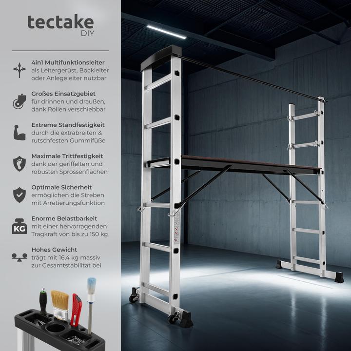 Produktbild tectake Mehrzweckleiter (Plattformleiter, 160 cm)