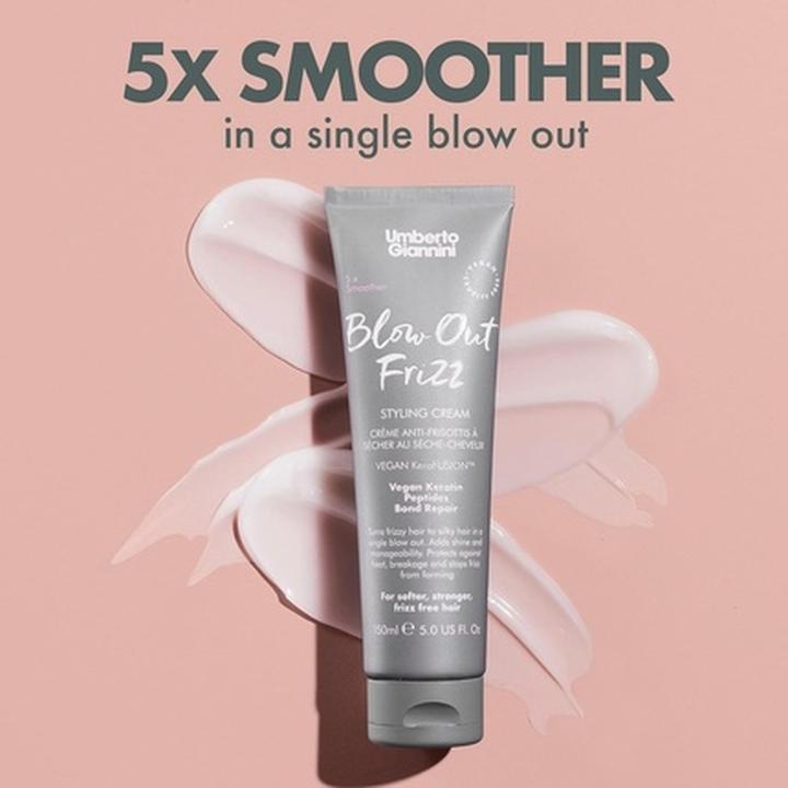 Produktbild Umberto Giannini Blow Out Frizz Haarstyling Creme mit Hitzeschutz 230°C Vegan Keratin Bond Rep (Haarcreme, 150 ml)