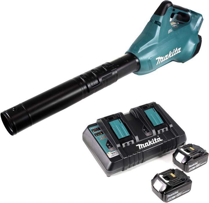 Productafbeelding Makita DUB 362 2x18 Volt Accu bladblazer + 2x 6 Ah accu + DC 18 RD dubbele oplader (Oplaadbare batterij, Bladzuiger)