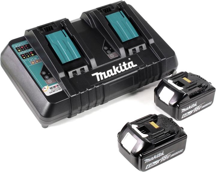 Productafbeelding Makita DUB 362 2x18 Volt Accu bladblazer + 2x 6 Ah accu + DC 18 RD dubbele oplader (Oplaadbare batterij, Bladzuiger)