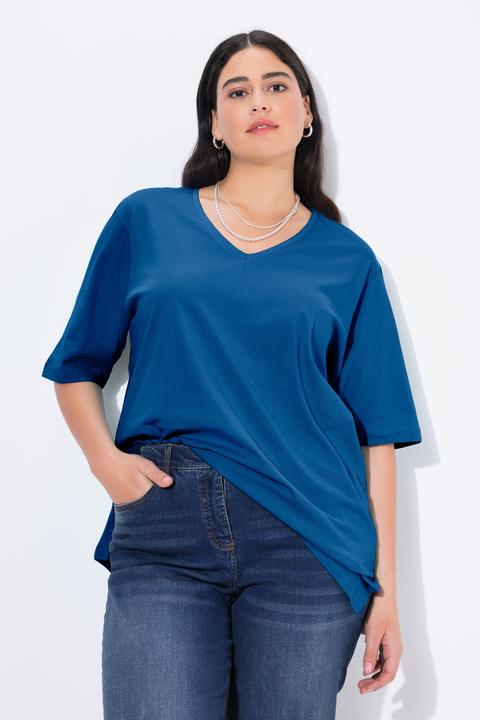 Actual product image Ulla Popken Basic V-Neck Relaxed Fit Short Sleeve Tee (60)