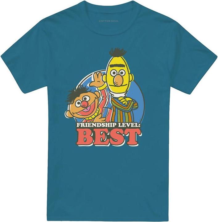 Image du produit - T-shirt motif Bert et Ernie FRIENDSHIP LEVEL: BEST - Adulte (3XL)