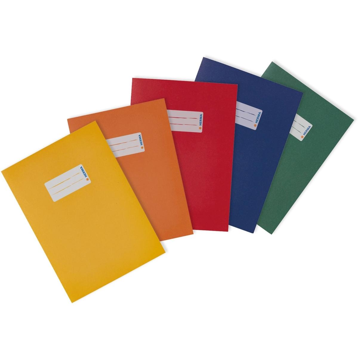 Herma, Heft + Block, Heftschoner, aus Papier, DIN A5, 5er Set 100% Altpapier, mit Beschriftungsetikett, sortiert in den ...