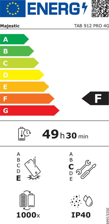 Energy Label Majestic 114910 GY (4G, 10.10", 64 GB, Black, Black)