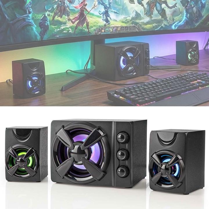 Actual product image Nedis Gaming Speaker | Speaker Channels: 2.1 | Power Supply via USB | 3.5 mm Plug | 33