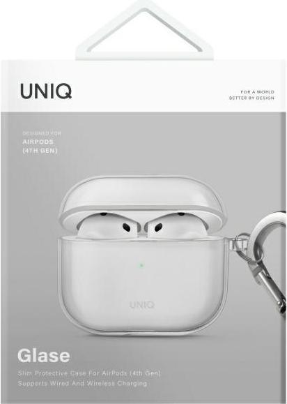 Actual product image Uniq case Glase AirPods 4 glossy clear (Headphone sleeve)