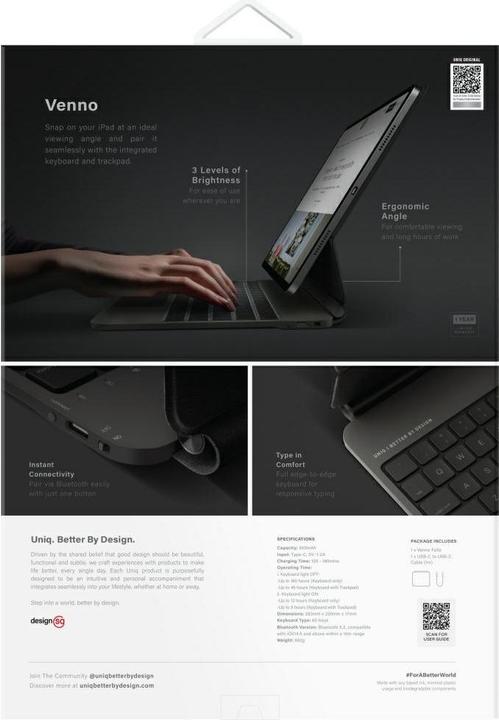 Produktbild Uniq Case Venno Pro Magnetic Smart with keyboard for iPad Pro 13" M4 (2024) bl