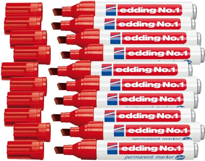 Produktbild Edding No.1 Permanent-Marker Rot Meissel (10x)