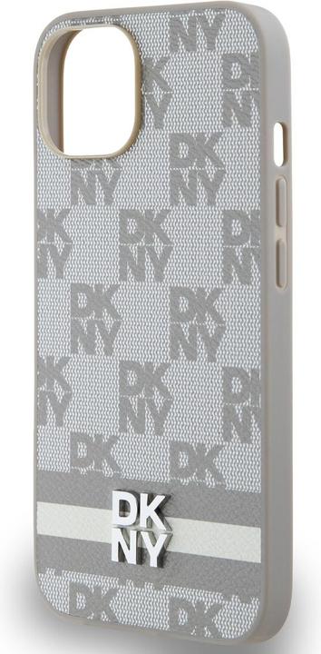 Produktbild DKNY PU Leather Checkered Pattern and Stripe Case for iPhone 15 Beige (Apple iPhone 15)