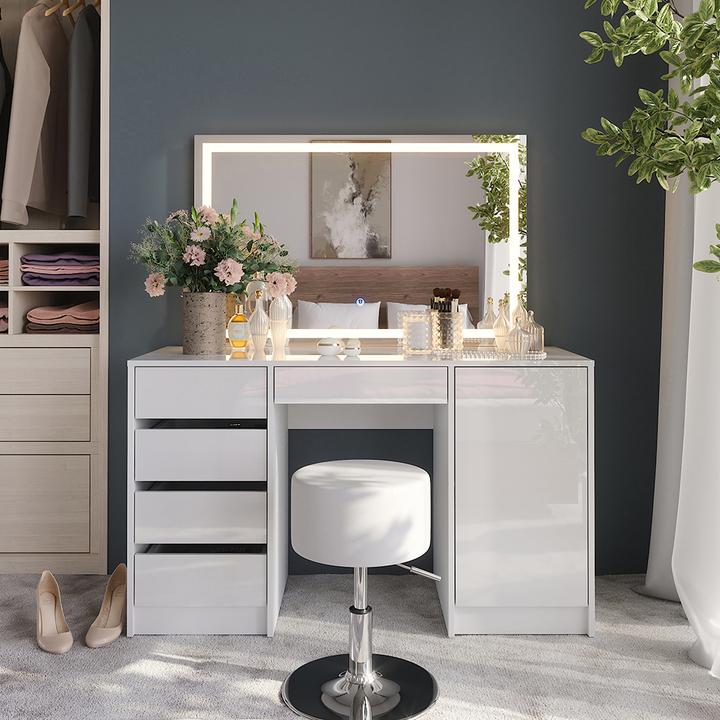 Image du produit Vicco Sherry avec miroir LED et tabouret (128.20 x 50.10 x 76 cm)