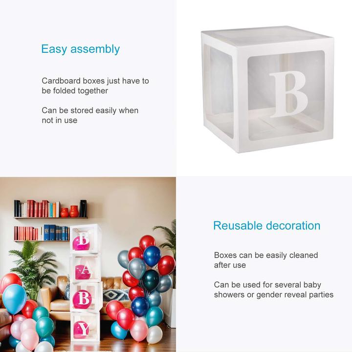 Produktbild Intirilife Babyparty Ballon Boxen Partydekoration (4-tlg) (4 Stk.)