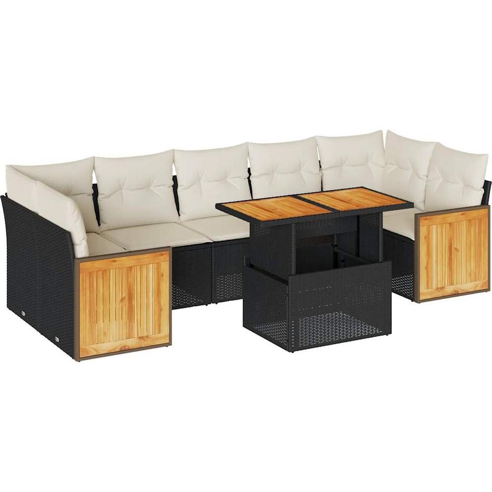 VidaXL, Gartenlounge, 8-tlg. Garten-Sofagarnitur mit Kissen Schwarz Poly Rattan