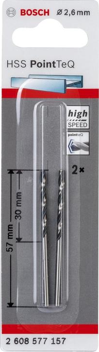 Actual product image Bosch Professional Zubehör Metal twist drill HSS PointTeQ, DIN 338, 2.6 mm, pack of 2 (2.6 millimetres)