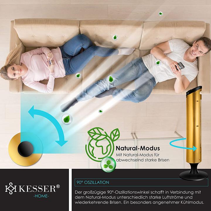 Produktbild Kesser Turmventilator mit Fernbedienung, 90cm, Gold (51.50 dB)