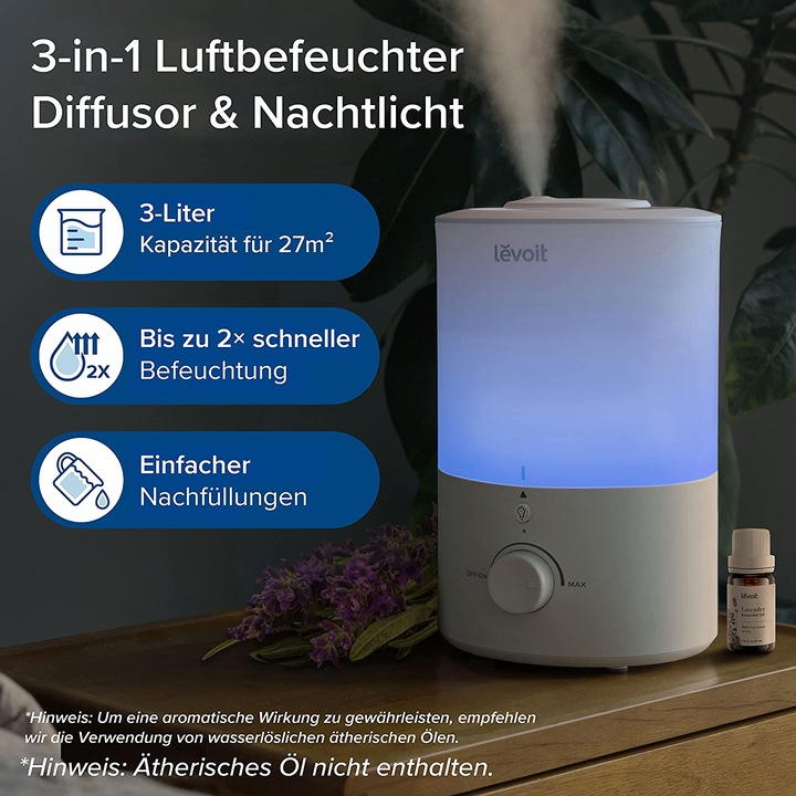 Actual product image Levoit Top-Fill Humidifier 3L, Blue (26 m²)