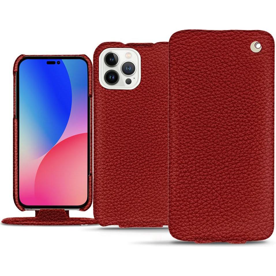 Noreve Lederschutzhülle vertikal (Apple iPhone 14 Pro Max), Smartphone Hülle, Rot