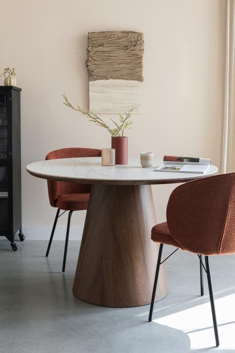 Image du produit White Label Living Dining Table Almira Round Walnut