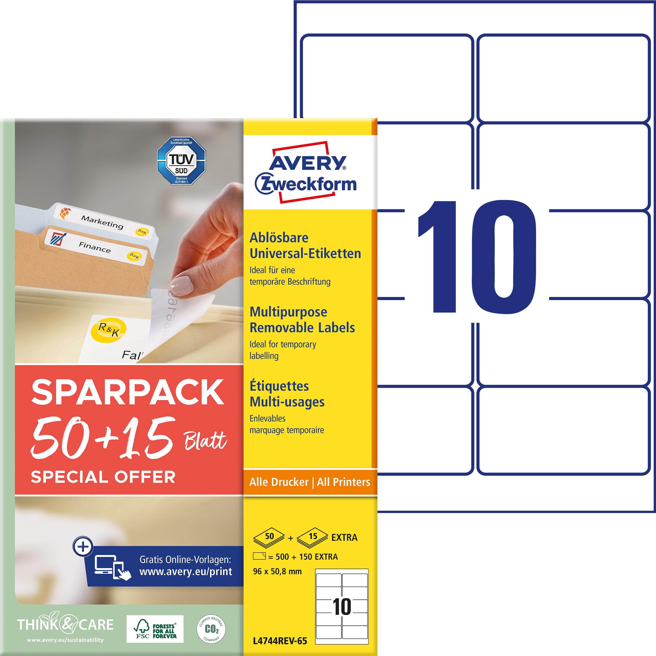 Avery, Etiketten, Universal-Etiketten