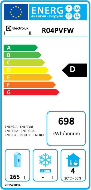 Energie-Label Electrolux Kühlschrank 400 Liter weiss (234 l)