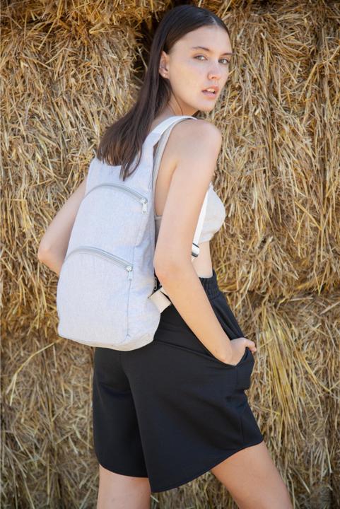 Actual product image Kimood Recycled pattern backpack with anti-theft back pocket