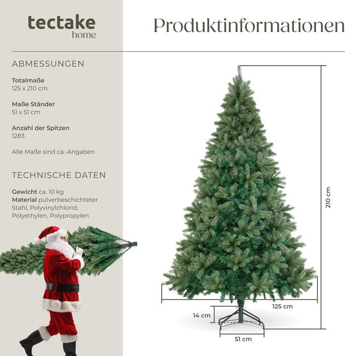 Immagine prodotto tectake Künstlicher Weihnachtsbaum Prancer, Spritzgussnadeln (210 cm)