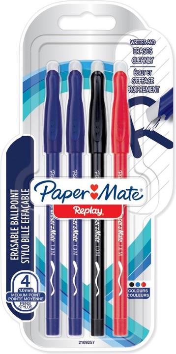 Paper Mate Erasable pens REPLAY 4 bl/black/red M (Black, Blue, Red, 4 x)