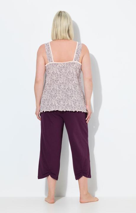 Produktbild Ulla Popken Pyjama, Rosen, Raffung, 3/4-Hose, Taschen, ärmellos (54)