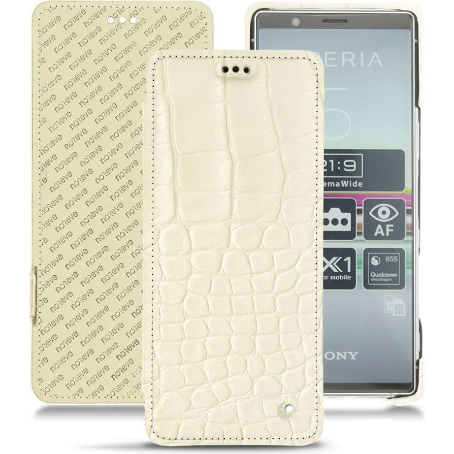 Thumbnail - Noreve Lederschutzhülle horizontal (Sony Xperia 5), Smartphone Hülle, Weiss