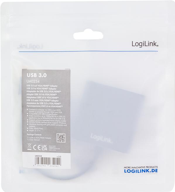 Produktbild LogiLink USB 3.0 zu (VGA, HDMI, 6.40 cm)