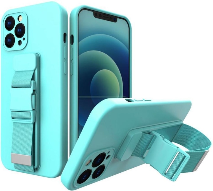 Produktbild Hurtel Rope case gel case with a chain lanyard bag lanyard iPhone 13 Pro Max light blue (Apple iPhone 13 Pro Max)