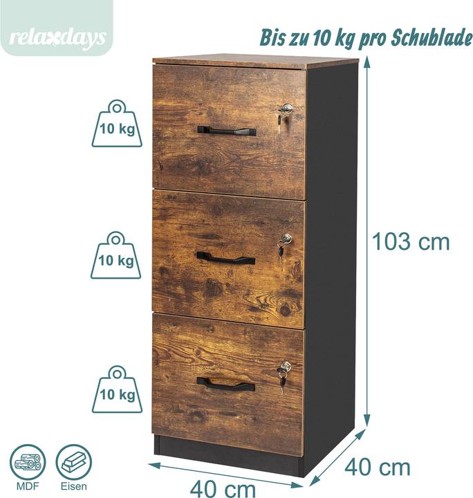 Produktbild Relaxdays Aktenschrank (40 x 40 x 103 cm)