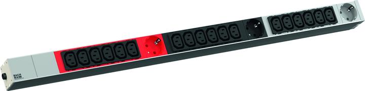 Bachmann IT PDU ALU 1U 18x C13 3x contact de protection CEE 3x 16A rouge