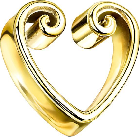 Produktbild Star Piercing Flared Tunnel vergoldet Vintage Herz (ohne Messing)