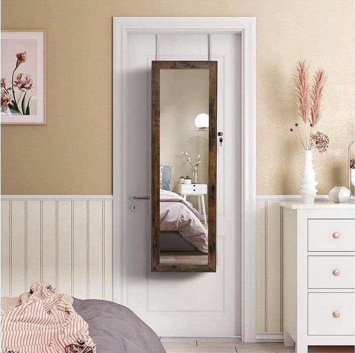 Image du produit Songmics Schmuckhalter mit Spiegel 37 x 10 x 120 cm, Braun