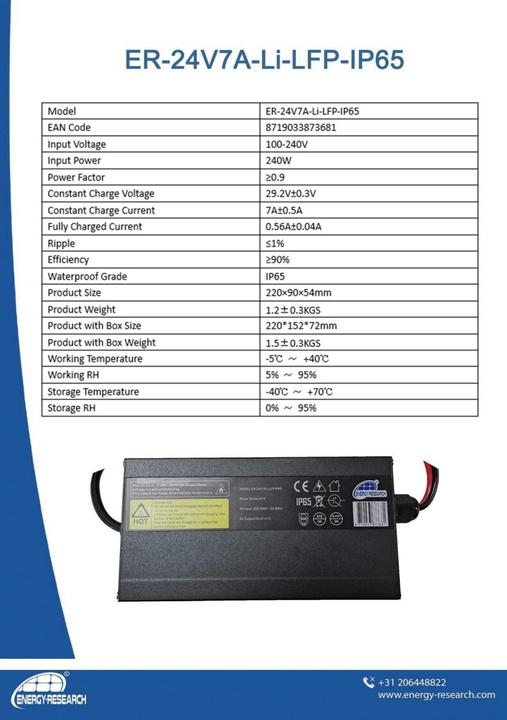 Actual product image Energy Research Ladegerät für LiFePO4 Lithium Batt. (24V)