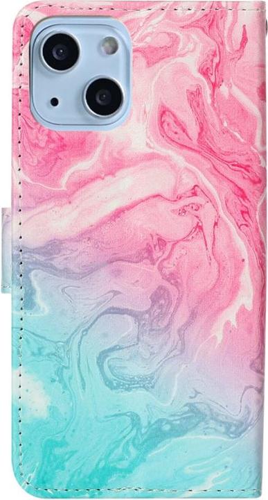 Produktbild Ueli Express iPhone 13 Mini Buch Etui Tasche mit Kartenfach Marmor Blau Pink (Apple iPhone 13 mini)