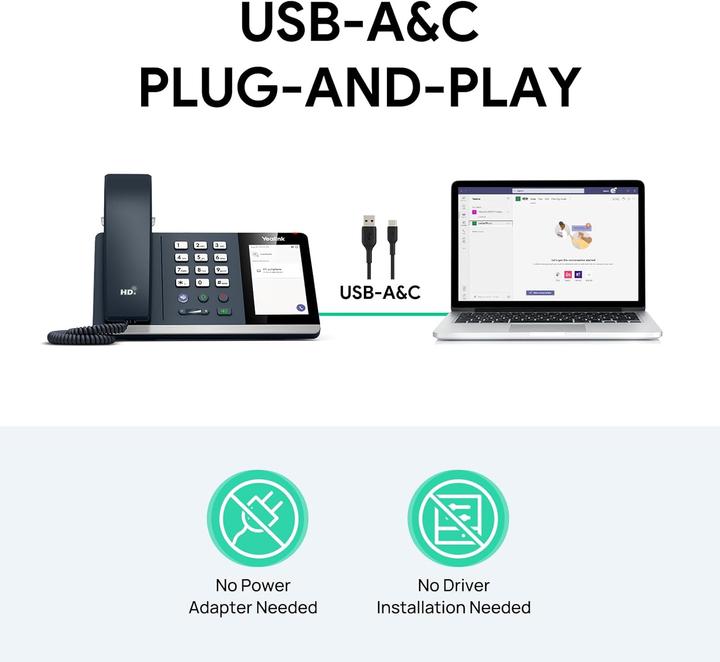 Produktbild Yealink MP45, IP-Telefon, Schwarz, Grau, Kabelgebundenes Mobilteil, 64 MB, 128 MB, Linux