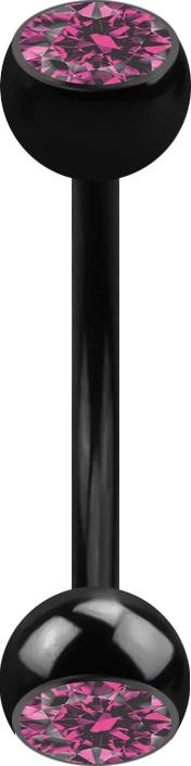 Immagine prodotto Star Piercing Micro banana nera con due sfere e cristallo rosa (senza ottone, Titanio G23)