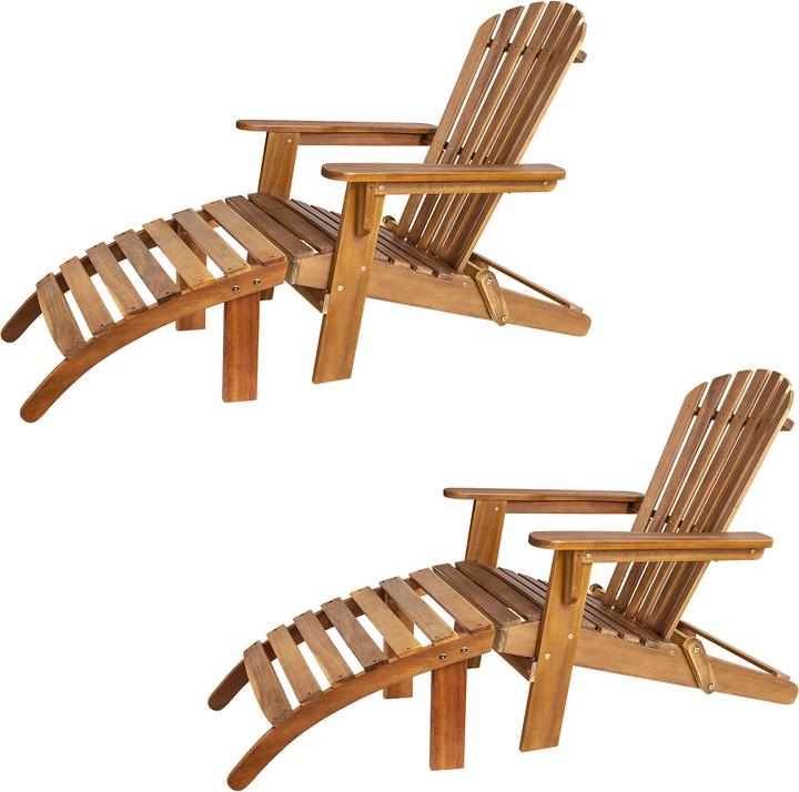 Actual product image Casaria Adirondack sun lounger set of 2 with footrest