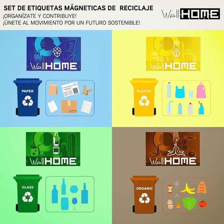 Produktbild Well Home Smart Mülleimer mit Sensorautomatik und Magnetetiketten für Recycling (50 l)