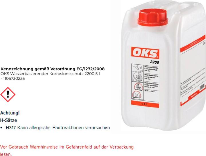 Immagine prodotto Oks Protezione anticorrosione a base d'acqua 2200 (5000 ml, Colori chiari)