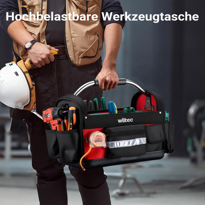 Produktbild Wiltec Werkzeugtasche 41x20x28cm Arbeitstasche 29 Fächer Werkzeug Tasche Gurt