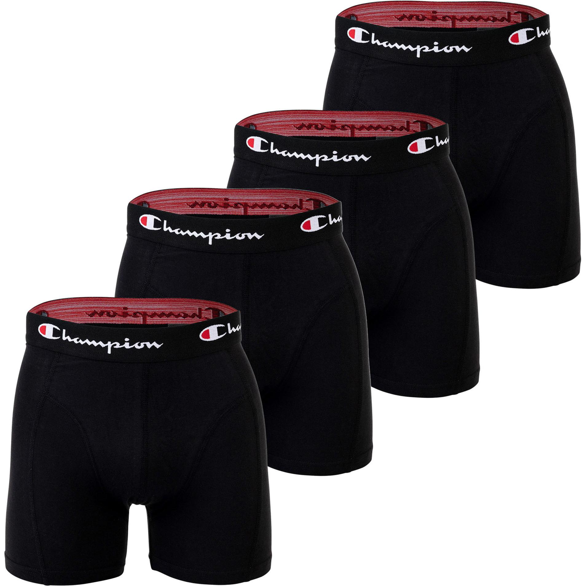 Champion, Herren, Unterhosen, Boxershort Casual Stretch, Schwarz, (XXL, 4er Pack)