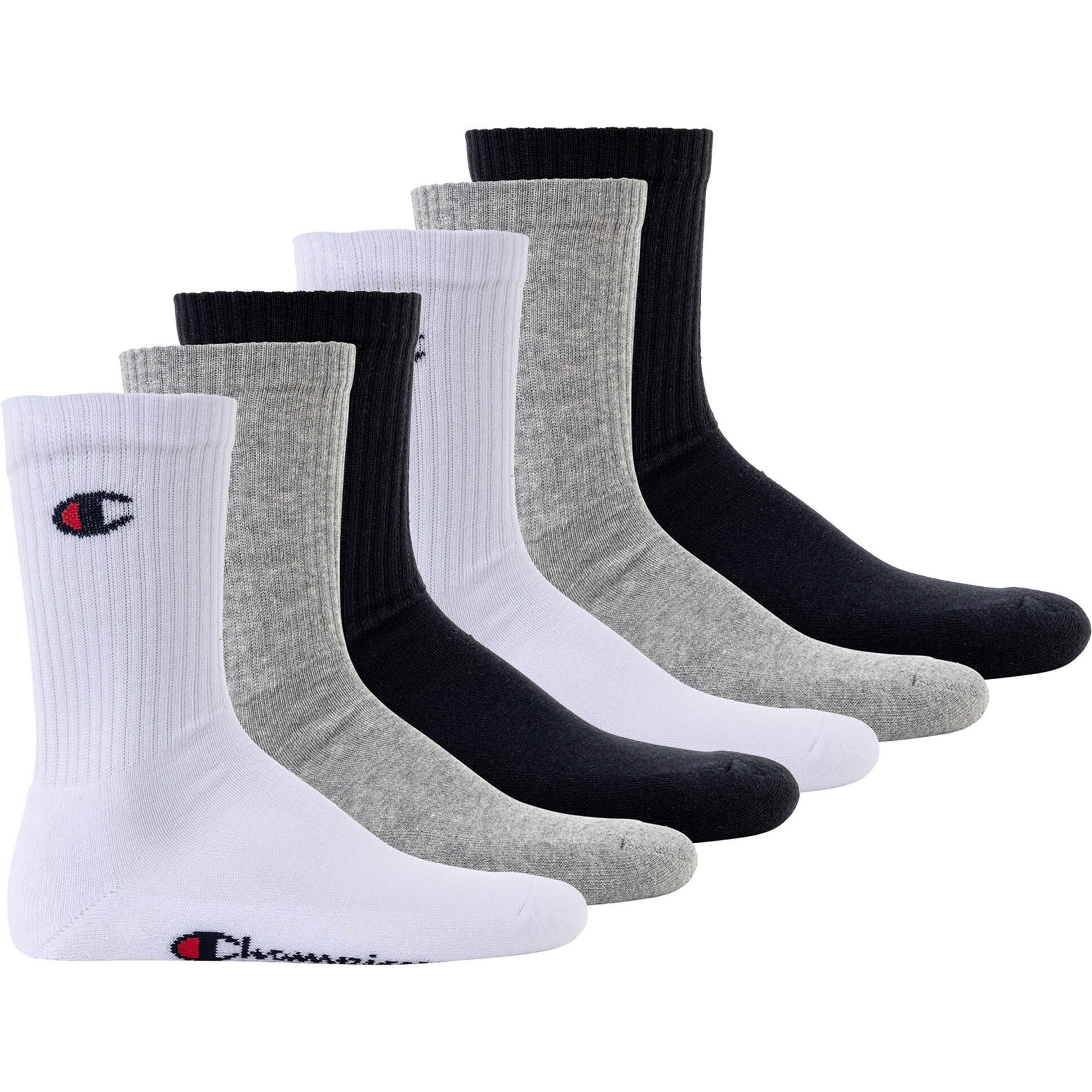 Champion, Herren, Socken, Socken Sportlich, Schwarz, Grau, Weiss, (6er Pack, 43 - 46)