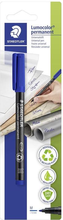 Actual product image Magni STAEDTLER permanent universal pen Lumocolor, smudge-proof and waterproof, dries in seconds, after (Blue, 1 mm, 1 x)